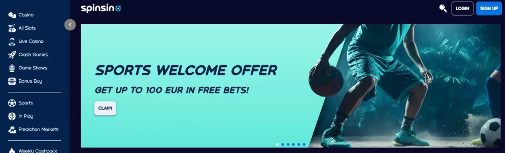 Spinsino Casino – 100% bonus tot €500 + 50 Gratis Spins welkomstaanbieding